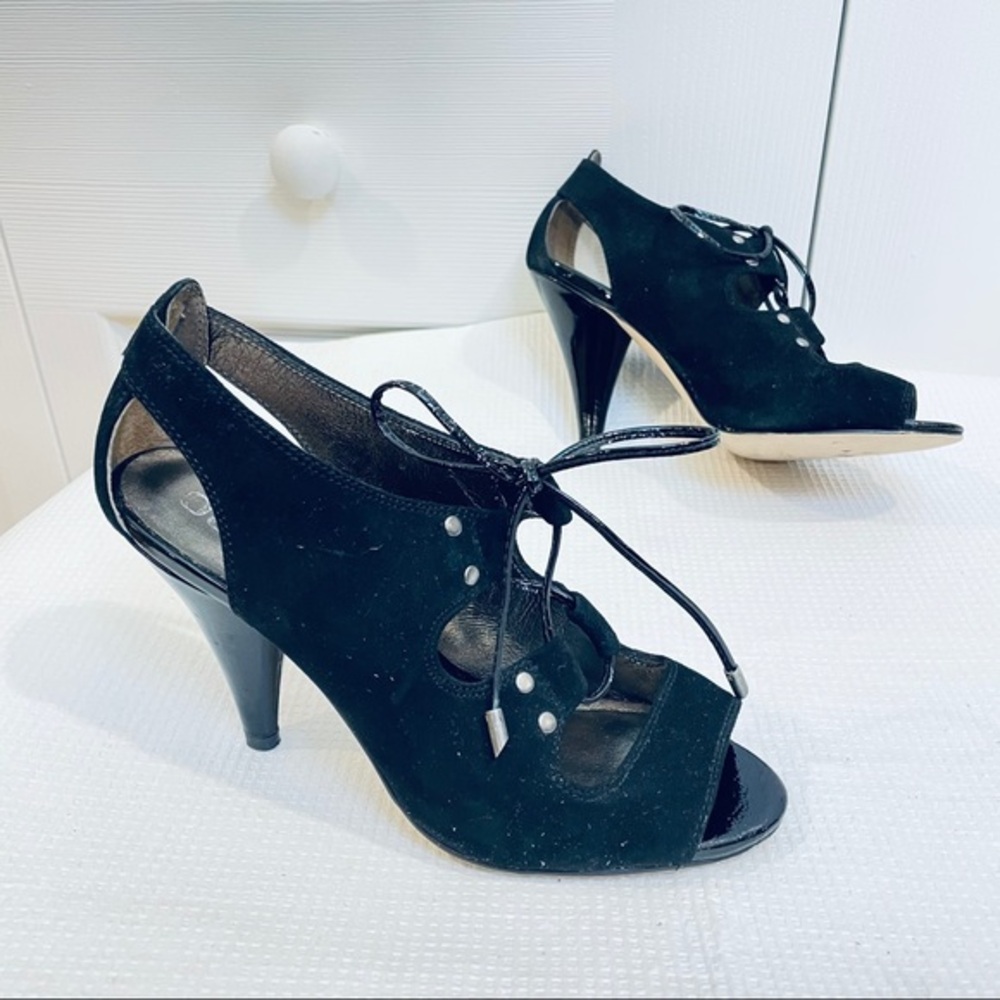 Daniblack Suede Cut Out Lace Up Booties